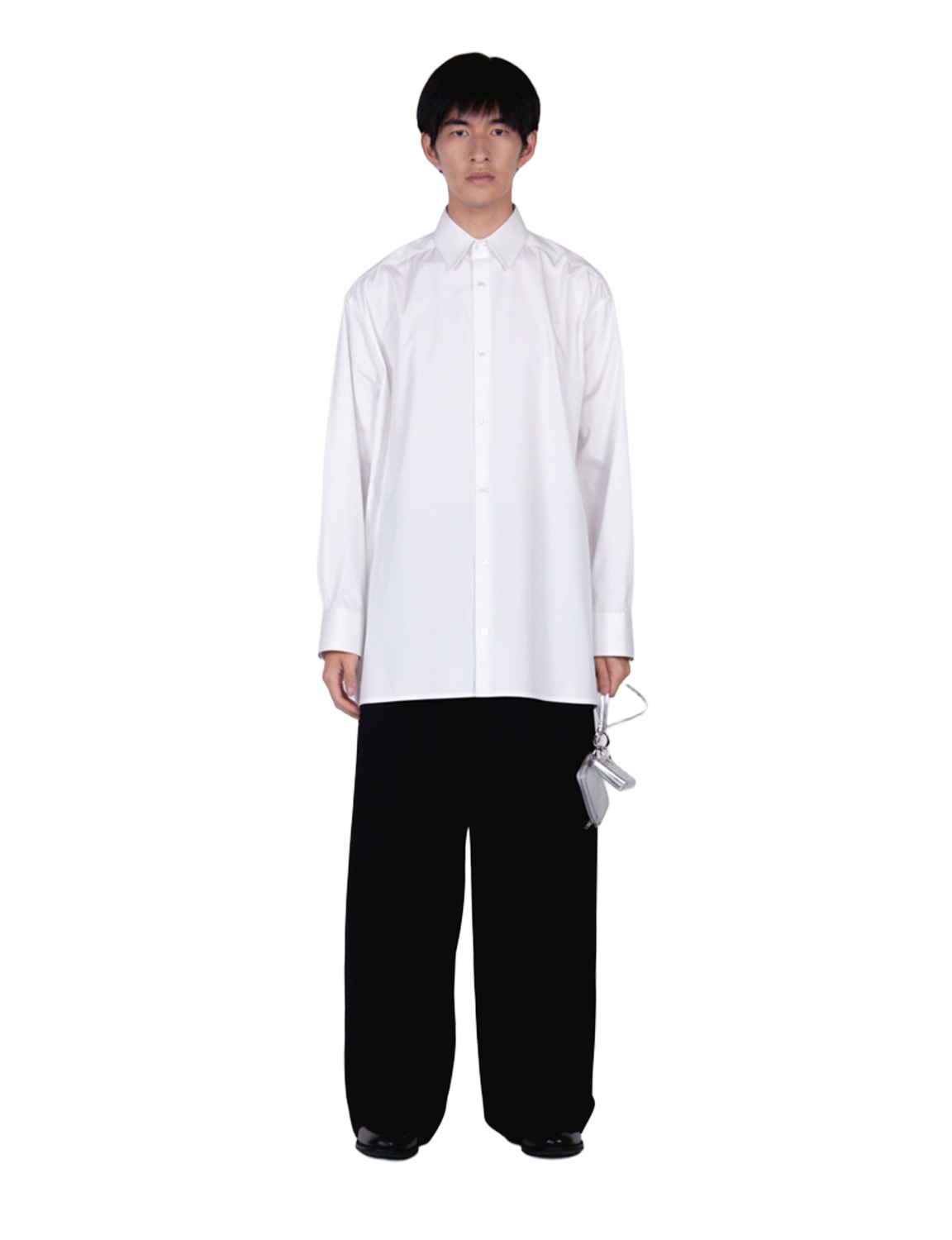 Stand Collar Big Shirt / white 