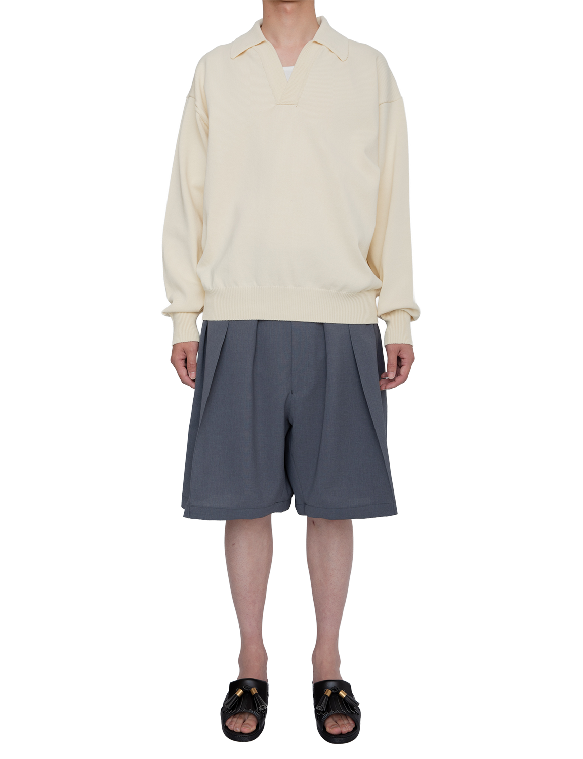 HEAVY KNIT POLO SWEATER