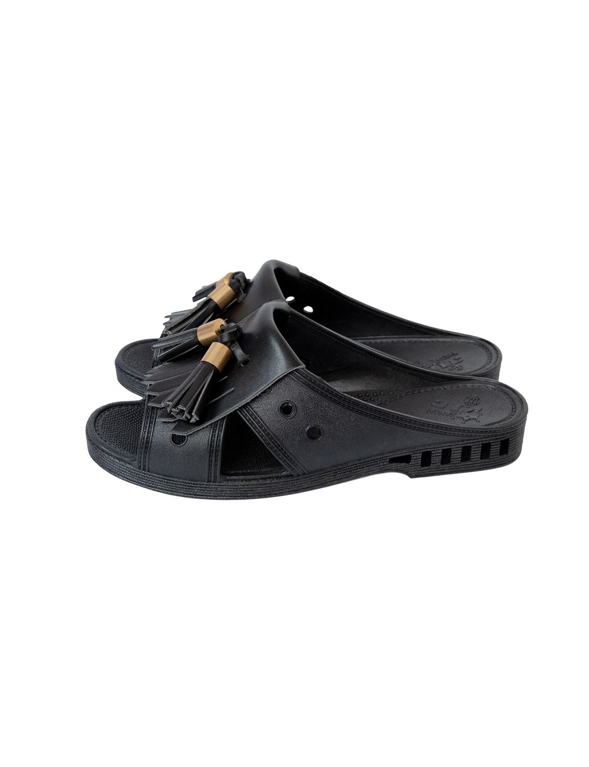 TASSELED RUBBER SLIDES