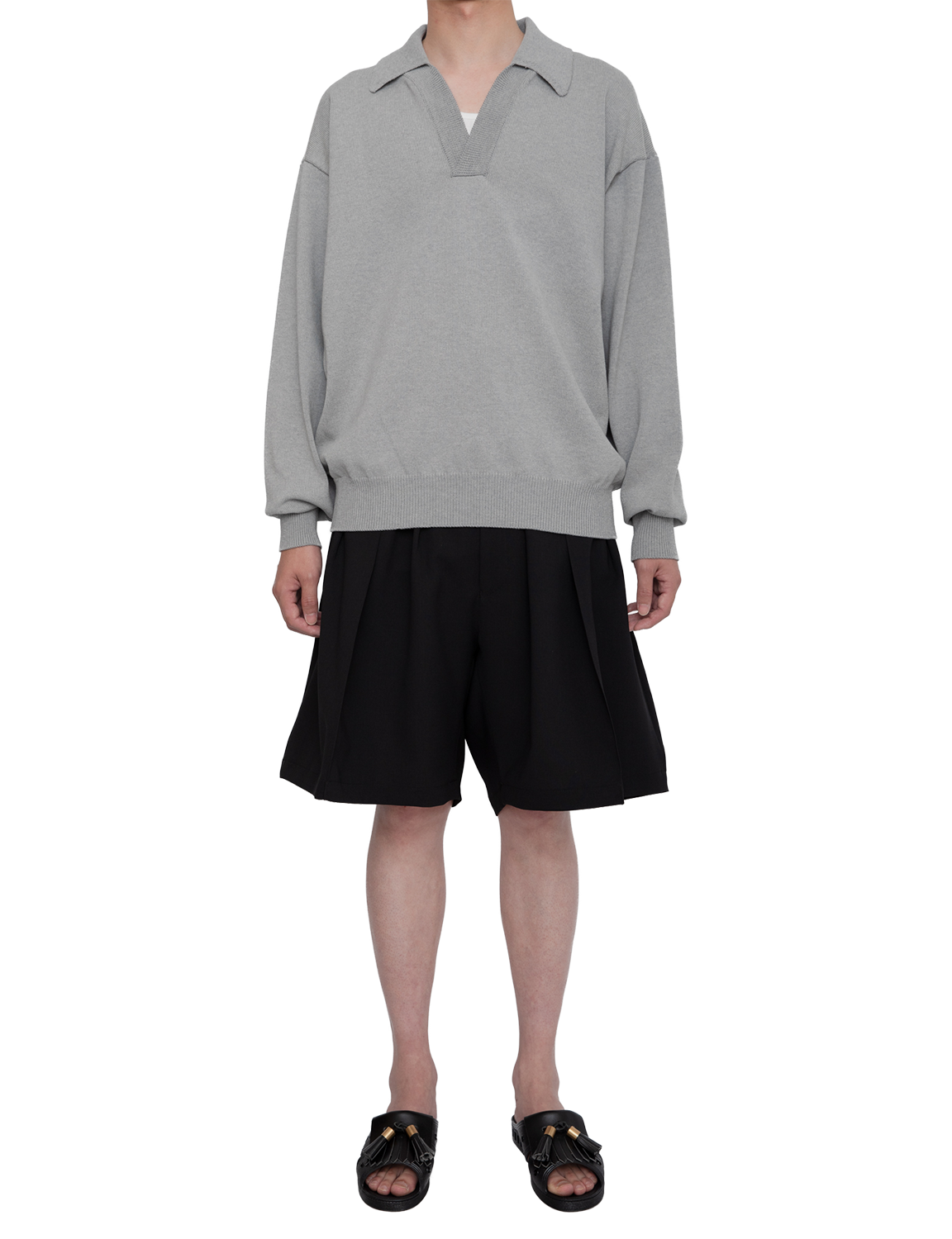 HEAVY KNIT POLO SWEATER