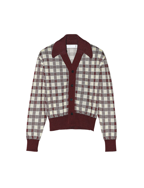 CHECK KNIT CARDIGAN