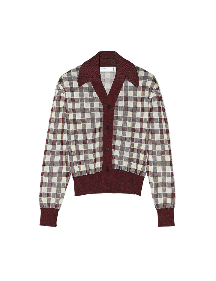 CHECK KNIT CARDIGAN