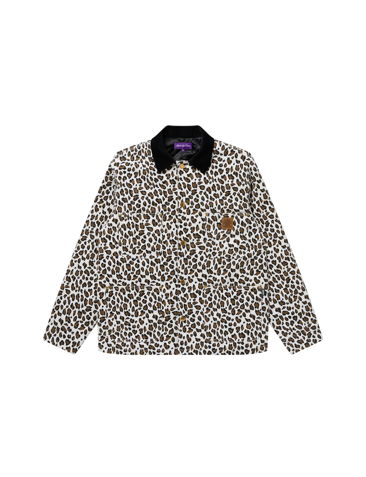 LEOPARD PATTERNED COVERALL JACKET