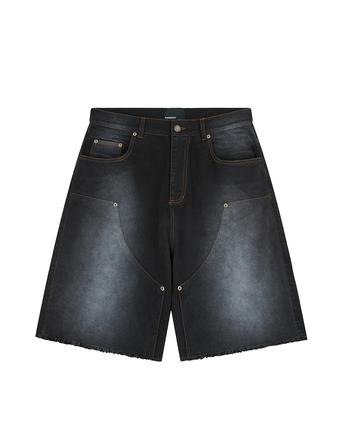 RASSVET SUN DYED BAGGY DENIM SHORTS – BLACK ONYX