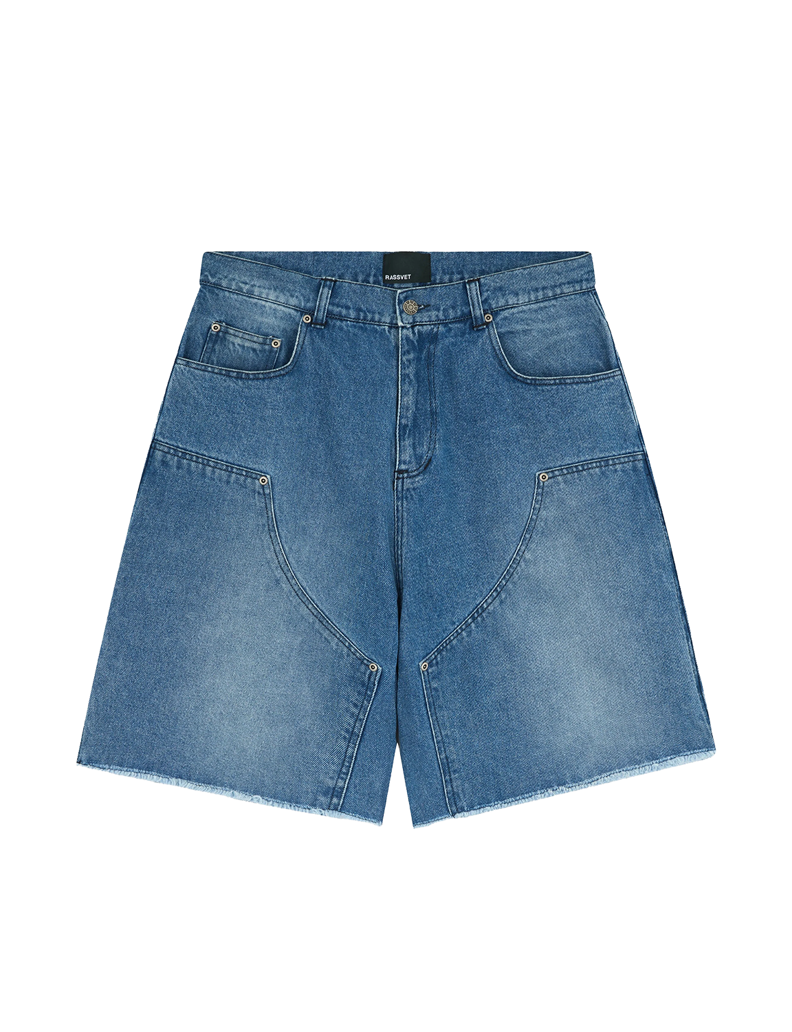 RASSVET BAGGY DOUBLE KNEE DENIM SHORTS – VINTAGE BLUE