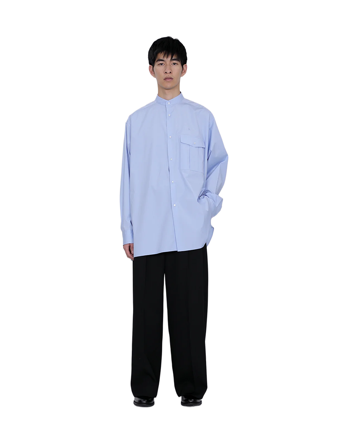 Stand Collar Big Shirt / white 