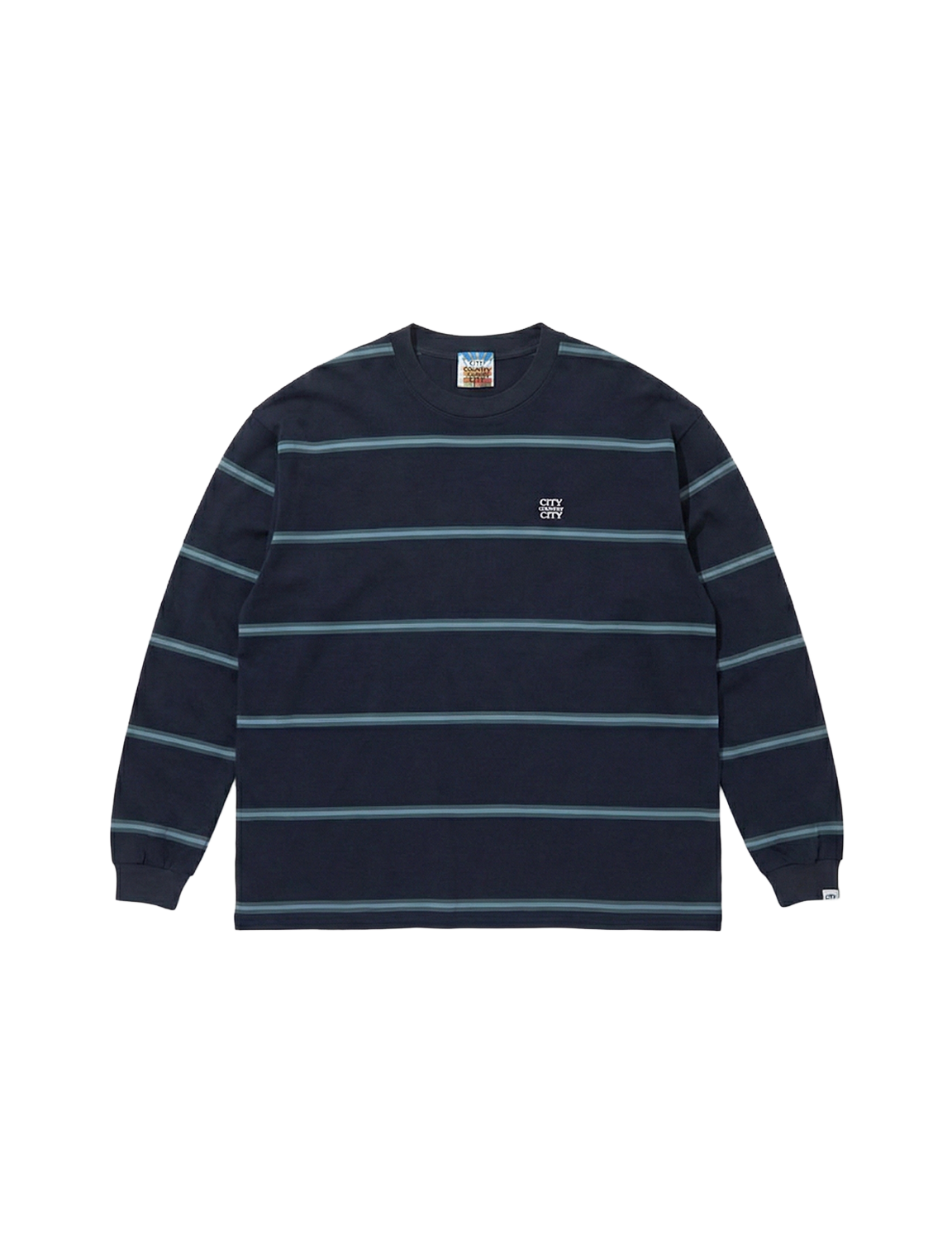 EMBROIDERED LOGO BORDER L/S T-SHIRT