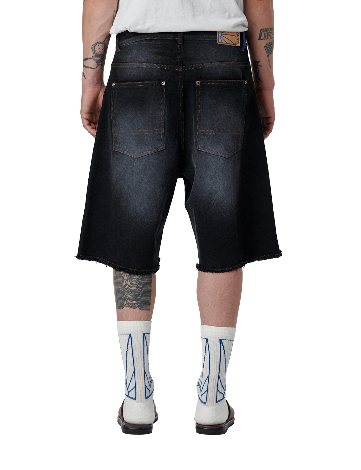SUN DYED BAGGY DENIM SHORTS – BLACK ONYX
