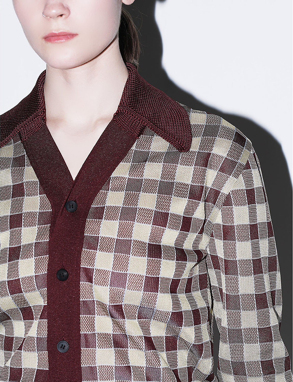 CHECK KNIT CARDIGAN