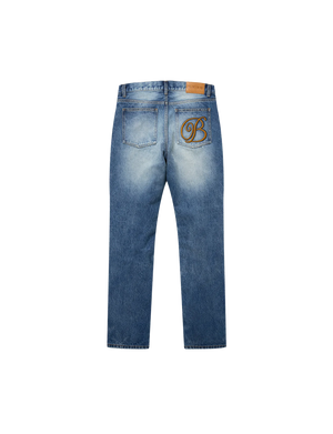 B EMBLEM SLIM FIT JEANS