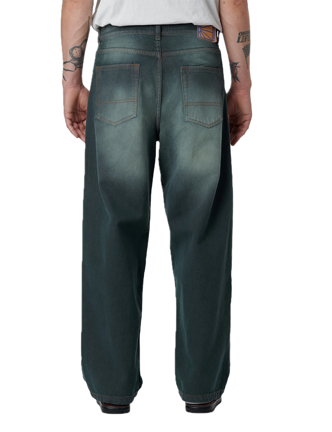 SUN DYED BAGGY DENIM – DARK GREEN