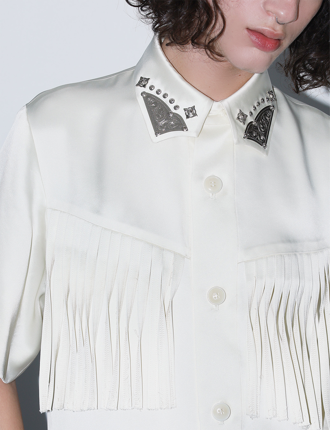 SATIN FRINGE SHIRT