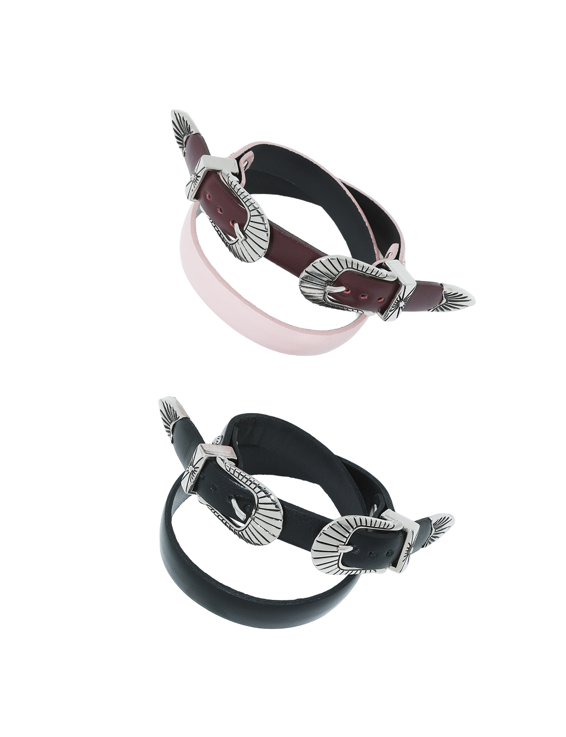 DOUBLE BUCKLE LEATHER BANGLE