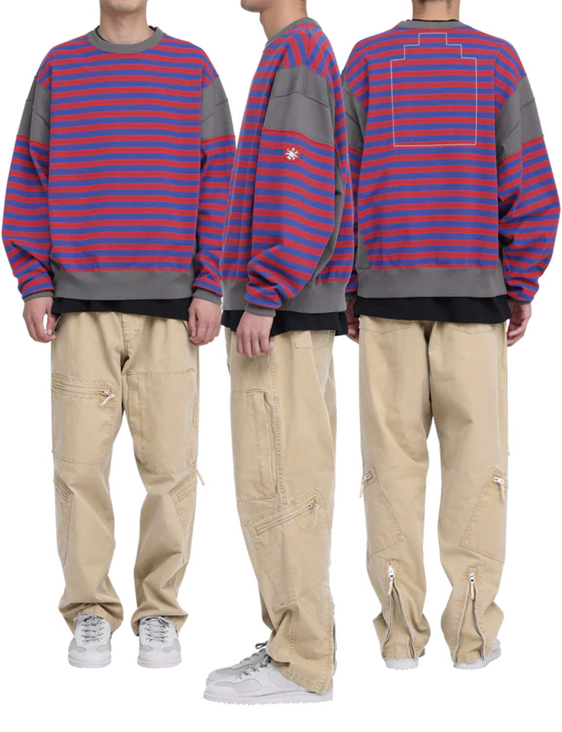 SIDE COLOUR STRIPE LIGHT CREW NECK