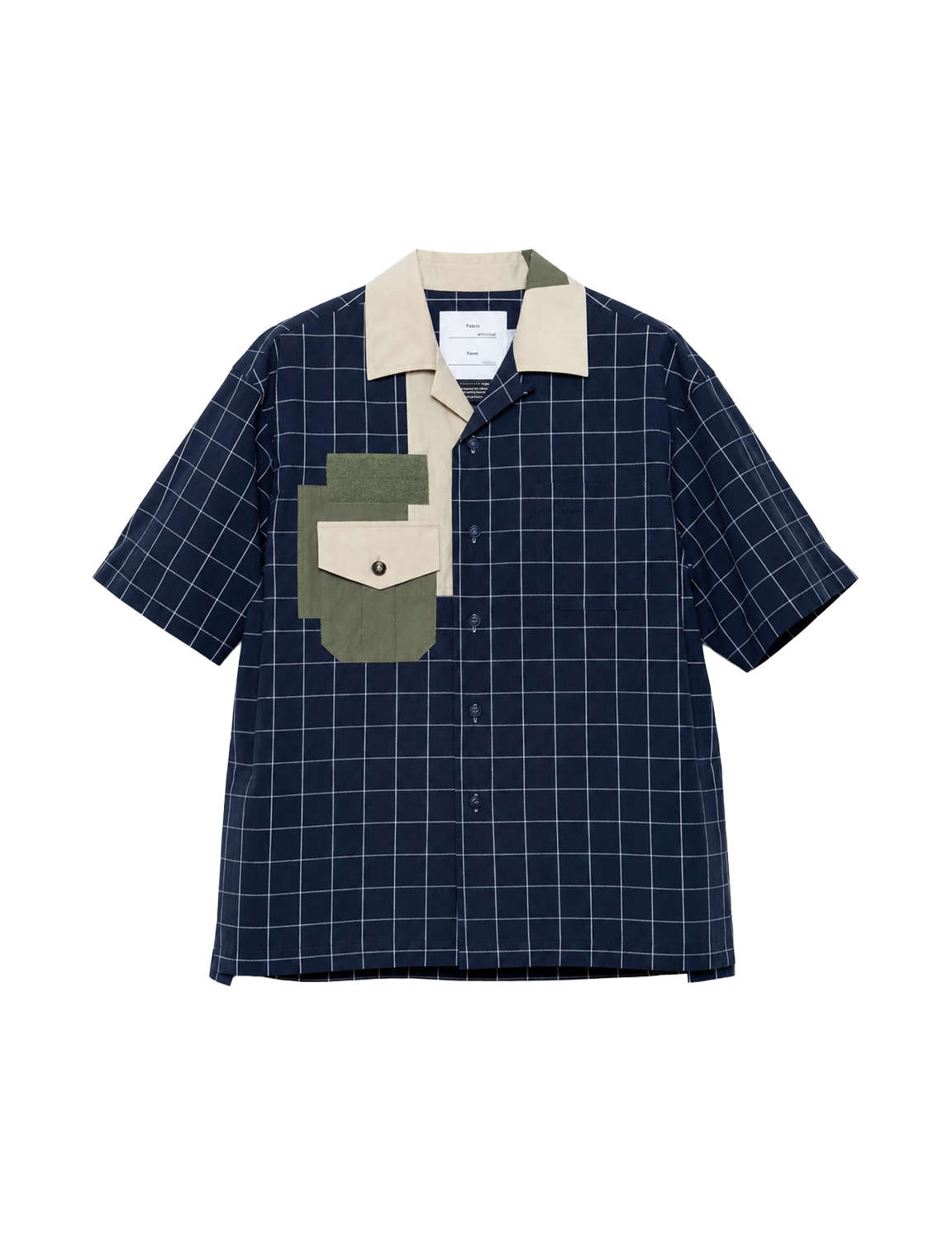 FUMITO GANRYU Patchwork Open Collar Plaid Shirt