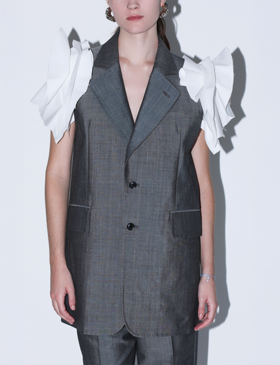 WOOL MOHAIR SLEEVELESS JACKET
