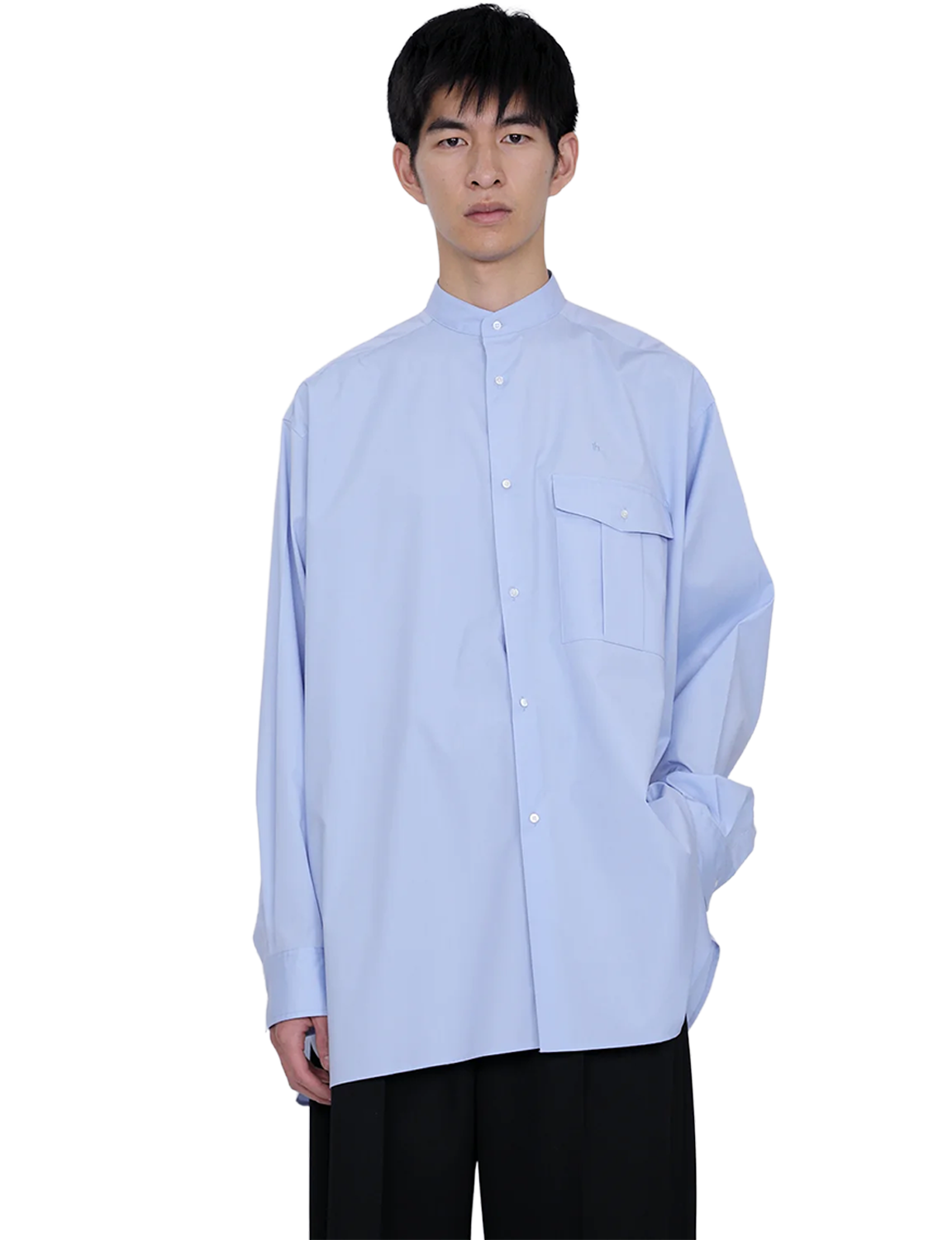 Stand Collar Big Shirt / white 
