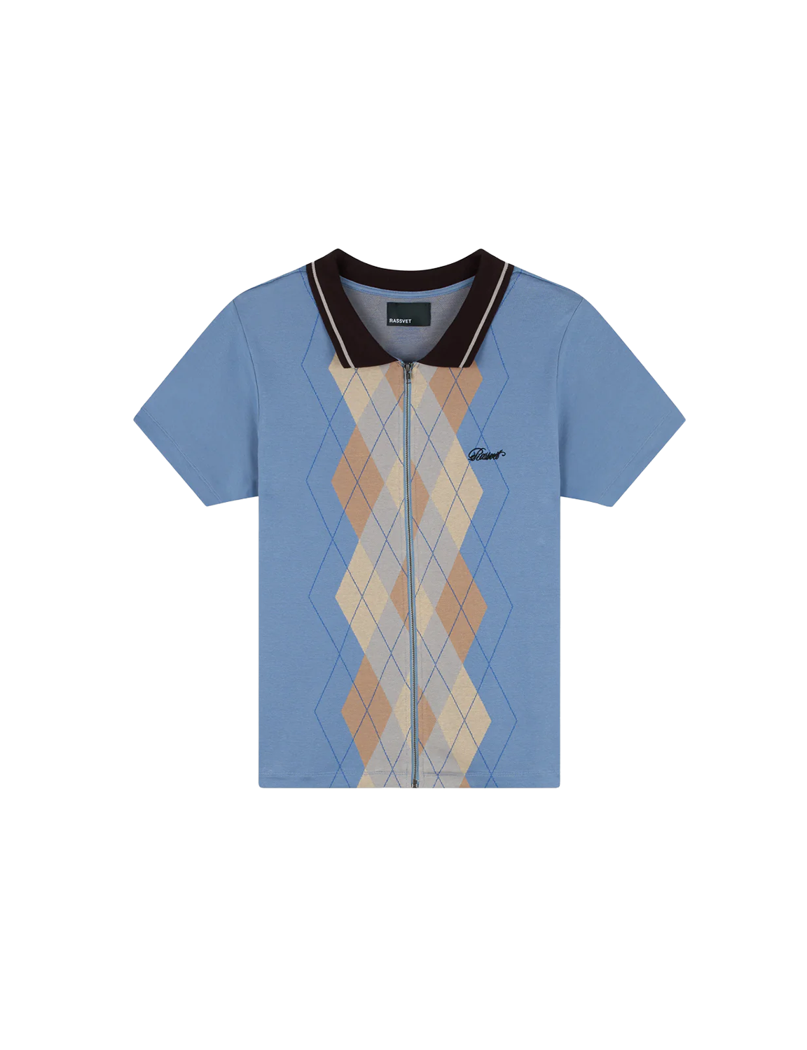 RASSVET ARGYLE ZIP POLO