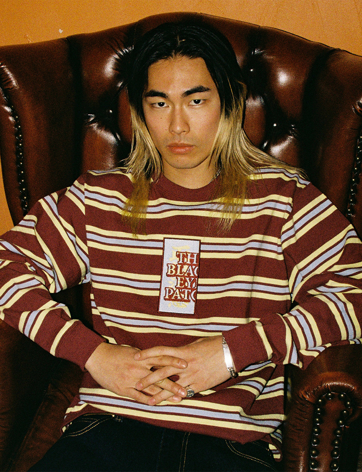 HWC LABEL STRIPED HEAVYWEIGHT L/S TEE