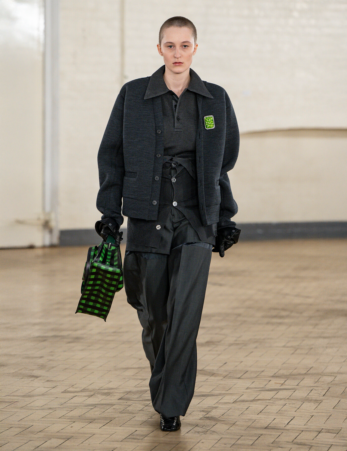 WOOL MOHAIR SLIT TROUSERS