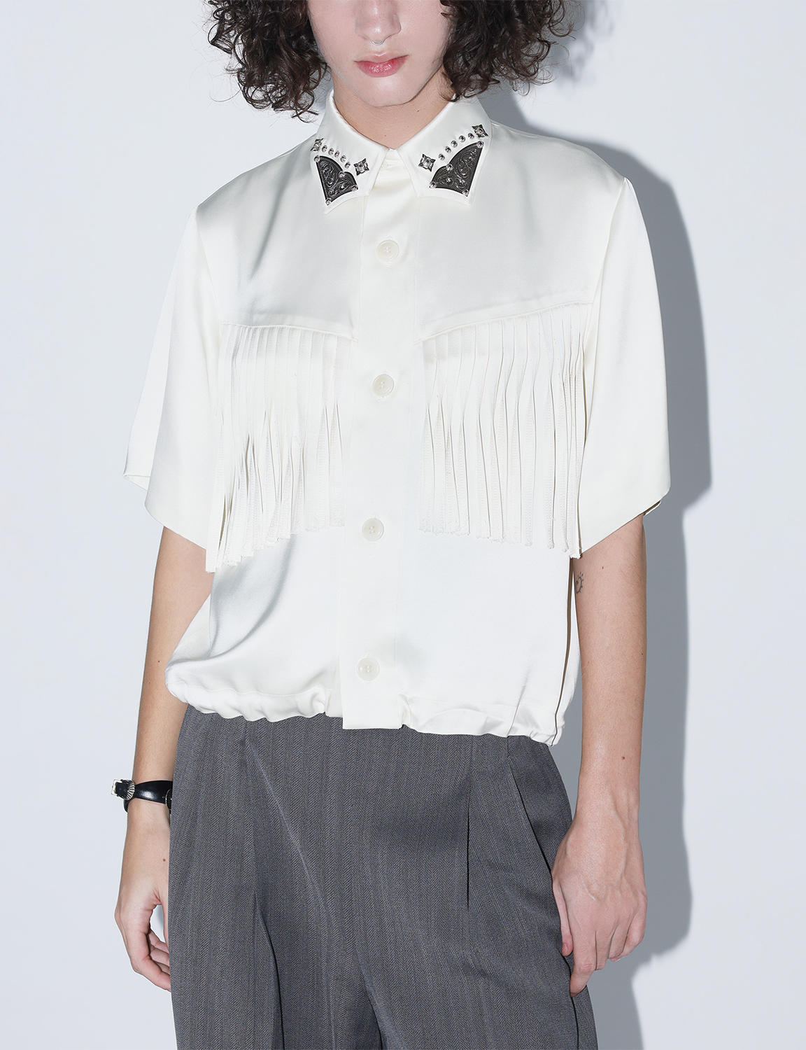 SATIN FRINGE SHIRT