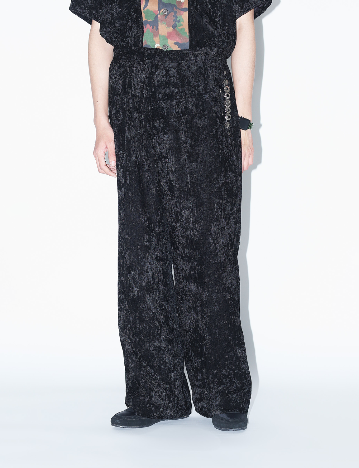 CRUSHED VELVET DRAWSTRING PANTS