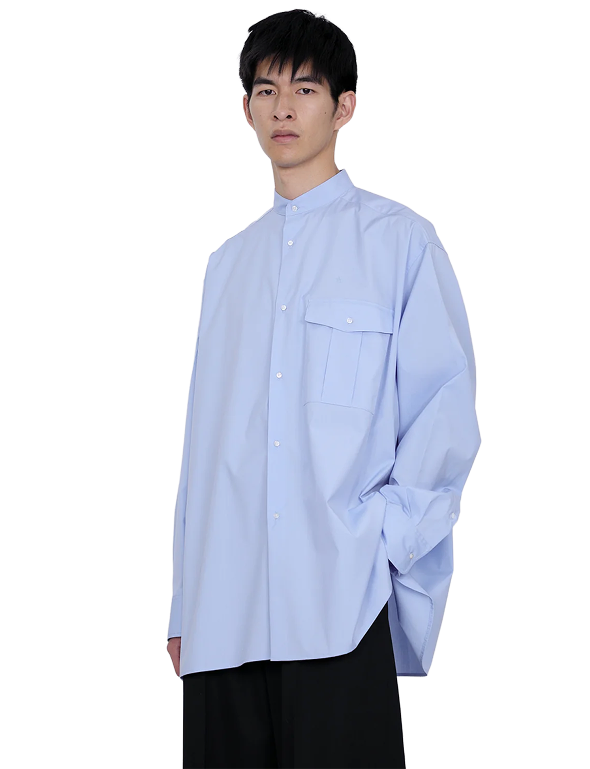 Stand Collar Big Shirt / white 