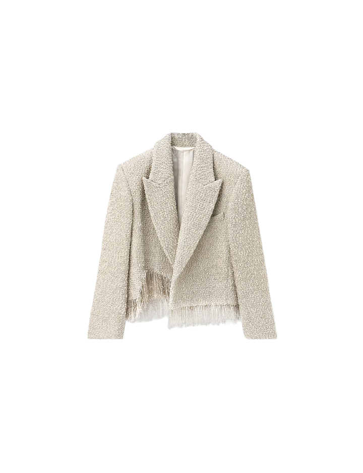 DISTRESSED LAME TWEED BLAZER