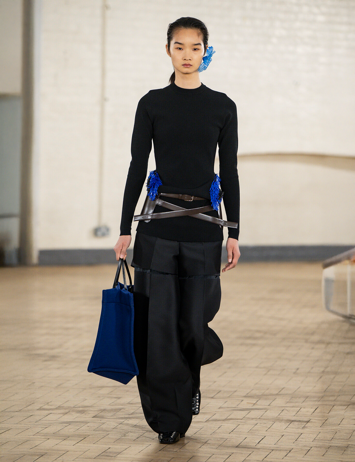 WOOL MOHAIR SLIT TROUSERS