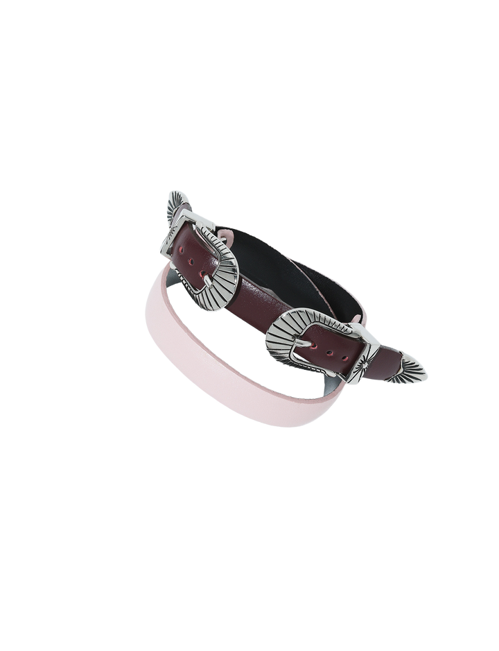 DOUBLE BUCKLE LEATHER BANGLE