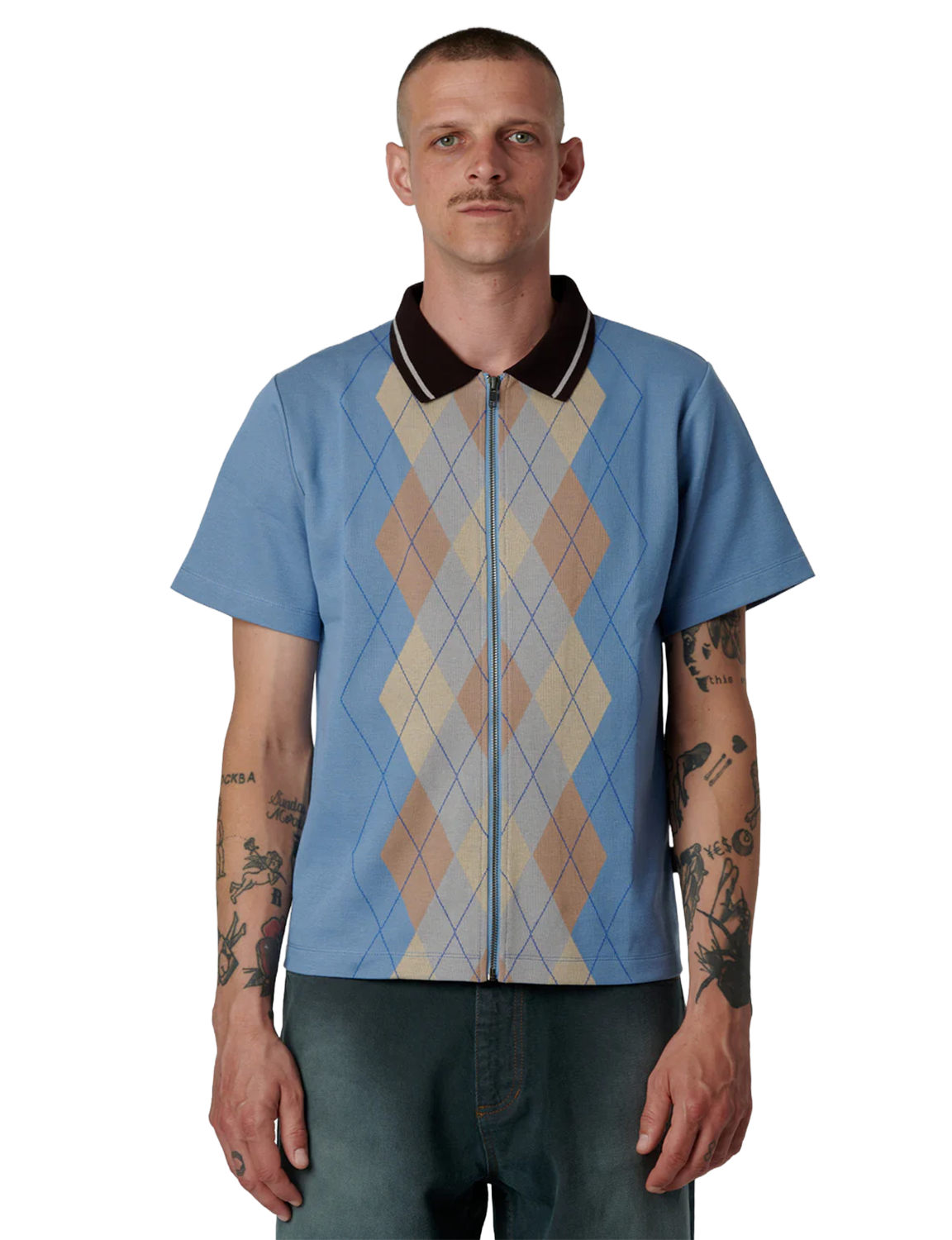 RASSVET - ARGYLE ZIP POLO – Stactile