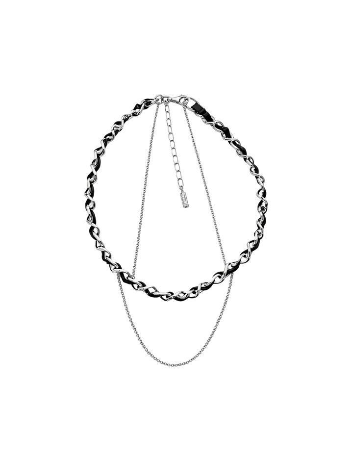 Leather Stitch Chain Necklace