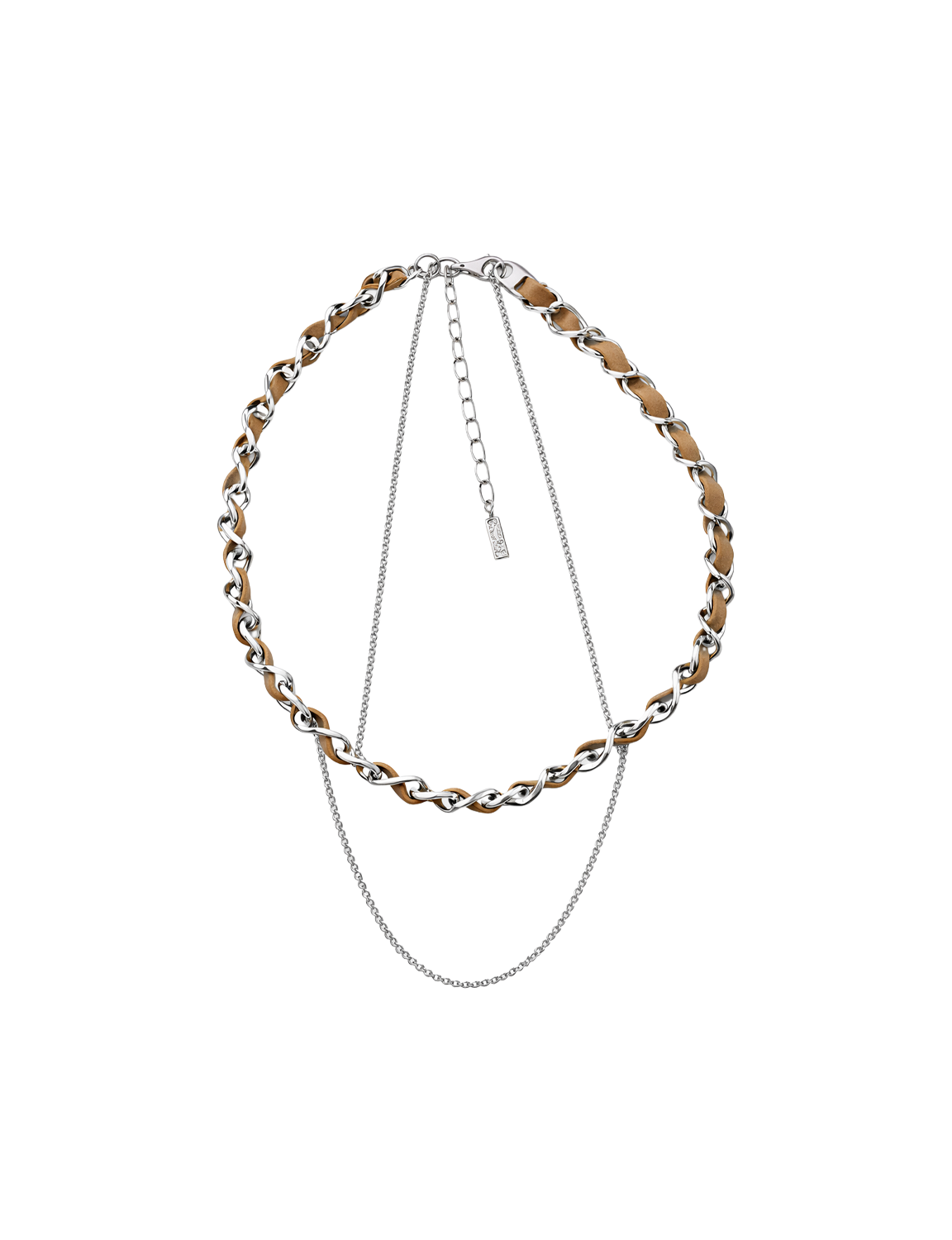 Bijou R.I Leather Stitch Chain Necklace