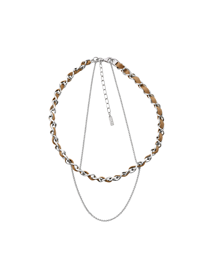 Leather Stitch Chain Necklace