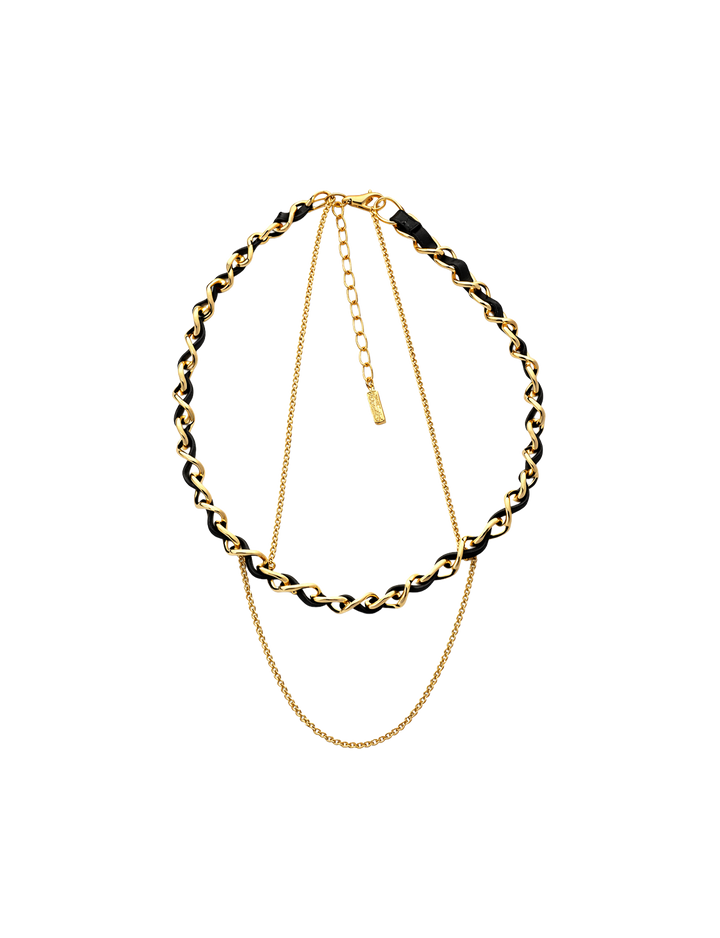 Leather Stitch Chain Necklace