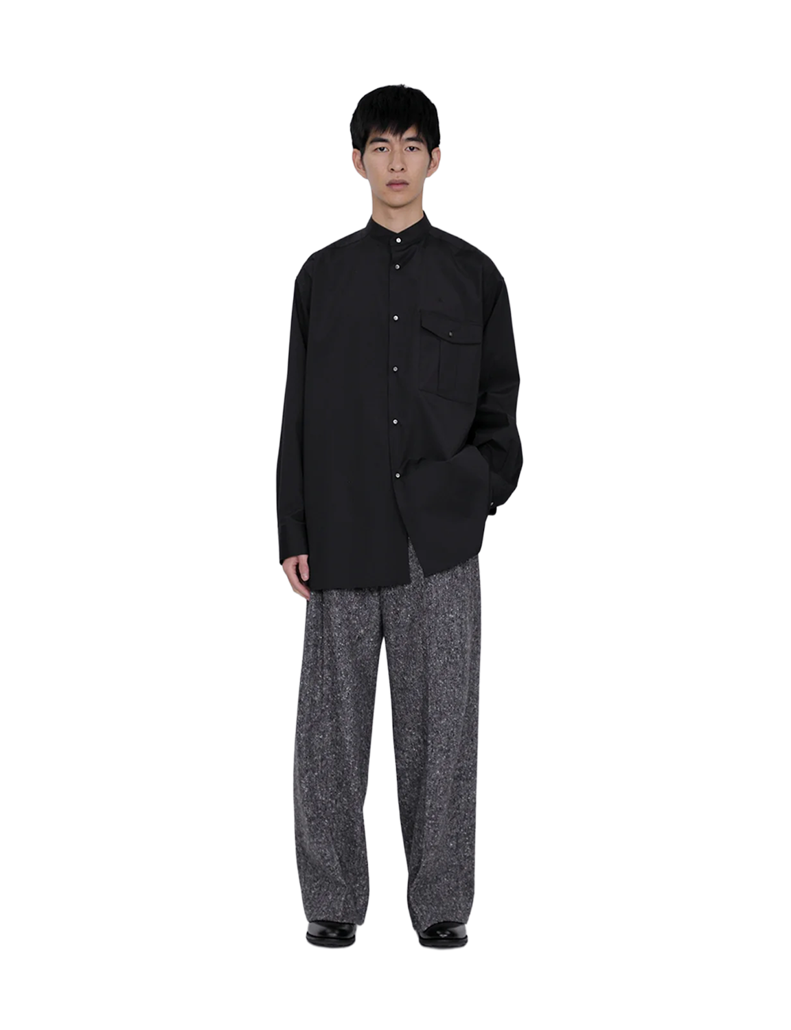 Stand Collar Big Shirt / white 