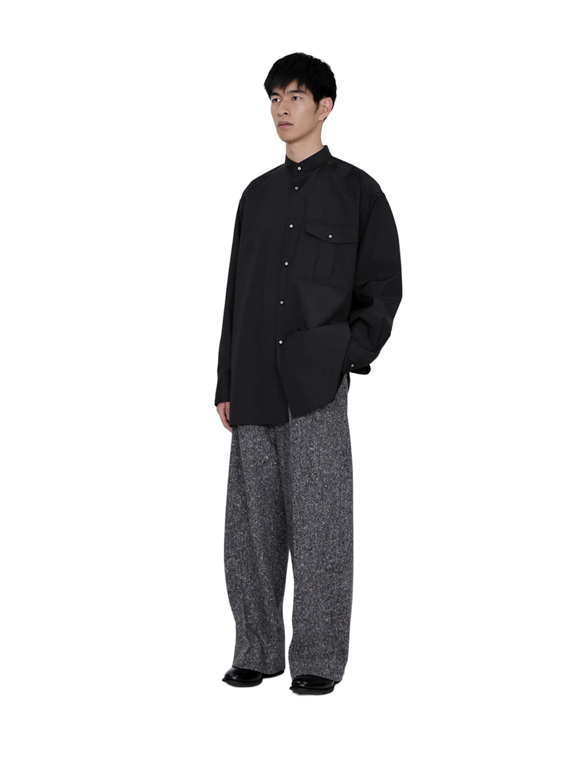 Stand Collar Big Shirt / white 