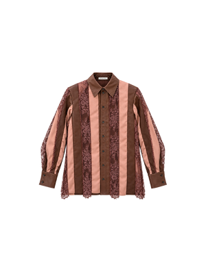 LEATHER LACE PANEL SHIRT