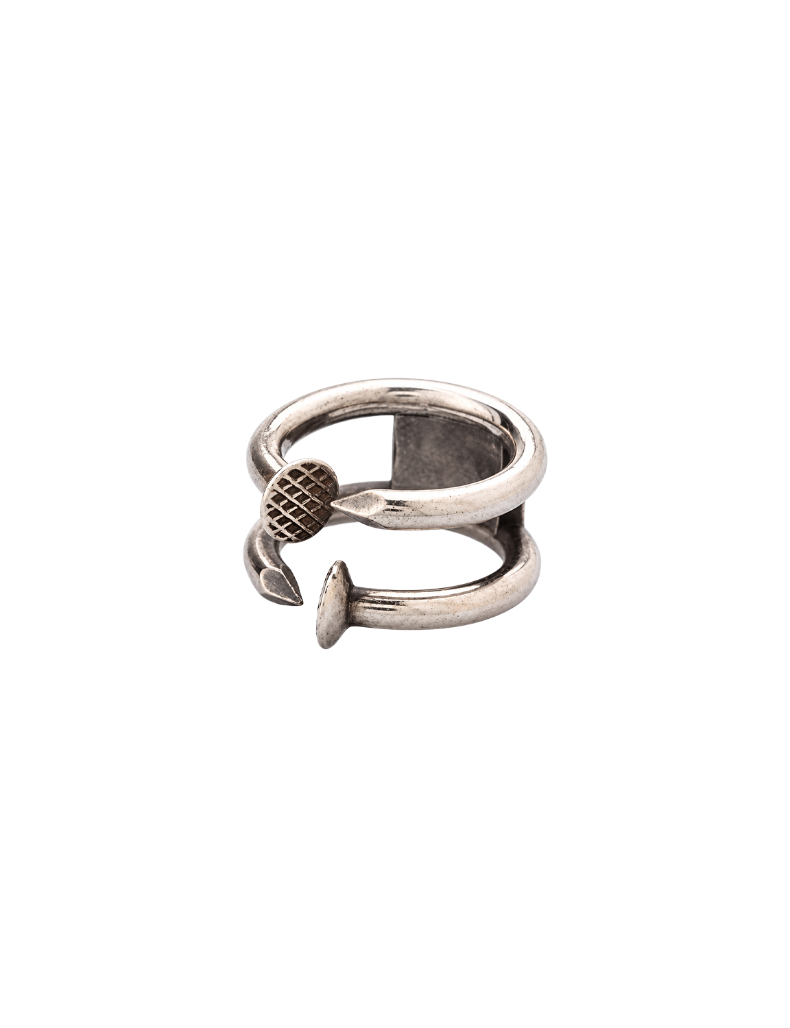 GUIDI(グイディ) 2026FW G-AN11 DOUBLE NAILS SILVER RING ダブルネイルシルバーリング シルバー 斜め