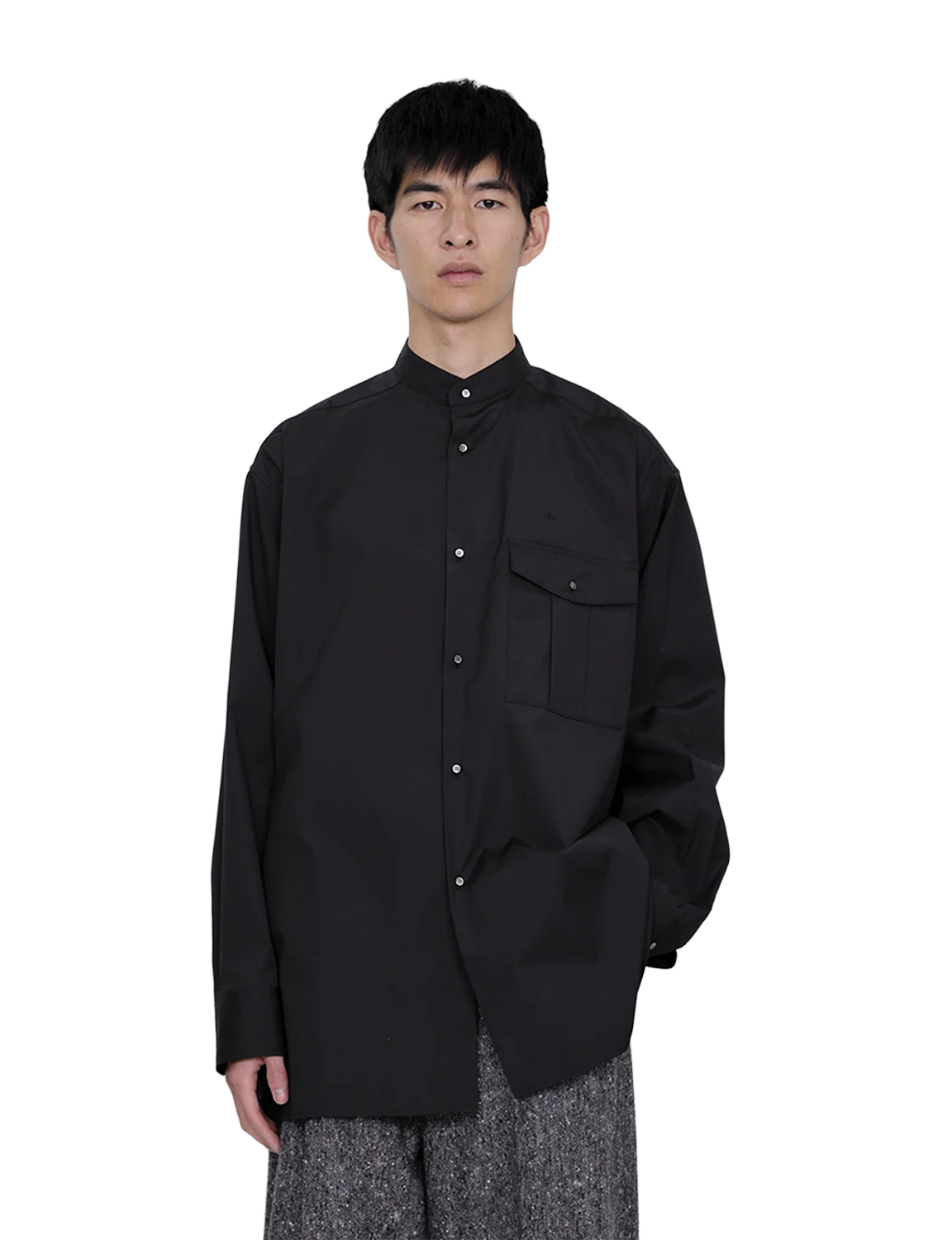 Stand Collar Big Shirt / white 