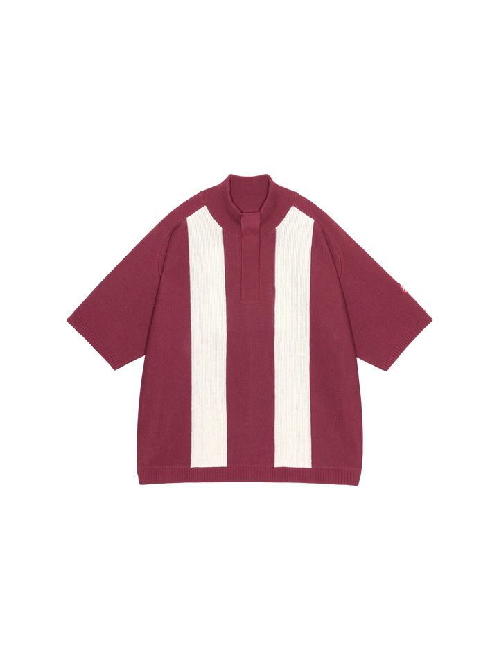 HALF BUTTON UP SHORT SLEEVE KNIT