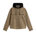 RASSVET(ラスベート) 2026FW HOODED WOOL COMBO OVER SHIRT フード付きチェックのウールオーバーシャツ ブラウン フロント