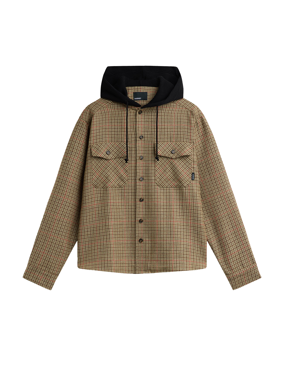 RASSVET HOODED WOOL COMBO OVER SHIRT