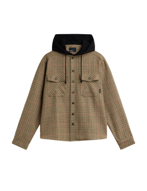 HOODED WOOL COMBO OVER SHIRT