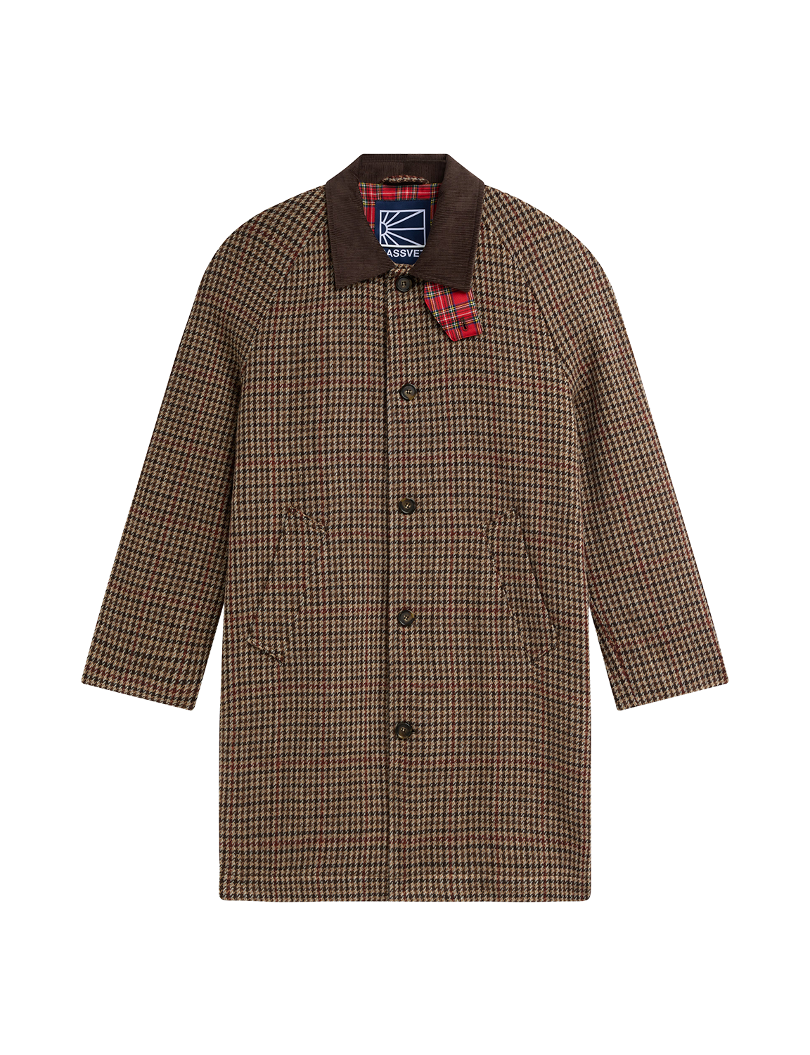 RASSVET(ラスベート) 2026FW HOUNDSTOOTH WOOL COAT 千鳥格子のウールカーコート ブラウン フロント
