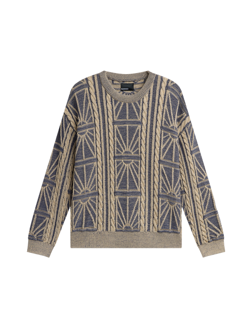RASSVET(ラスベート) 2026FW ARAN CREWNECK アラン編みのクルーネックニット ブルー フロント