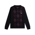 RASSVET(ラスベート) 2026FW ARGYLE POLO アーガイル柄の長袖ポロシャツ ブラック フロント
