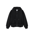 FUMITO GANRYU(フミトガンリュウ) 2026FW Deformed Hoodie ダブルフェイスウールのジップフーディー ブラック フロント