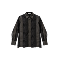 KANAKO SAKAI(カナコサカイ) 2026FW LEATHER LACE PANEL SHIRT レザーレースパネルシャツ ブラック フロント