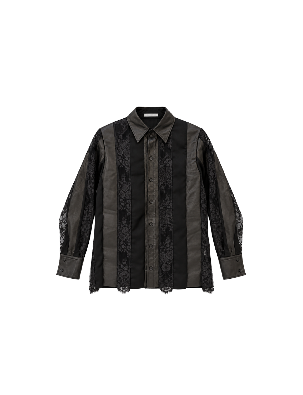 KANAKO SAKAI LEATHER LACE PANEL SHIRT